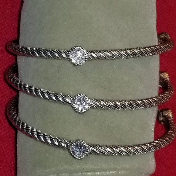 Sterling Ripka Set of 3 cz station bangles. - Picture 4 of 4